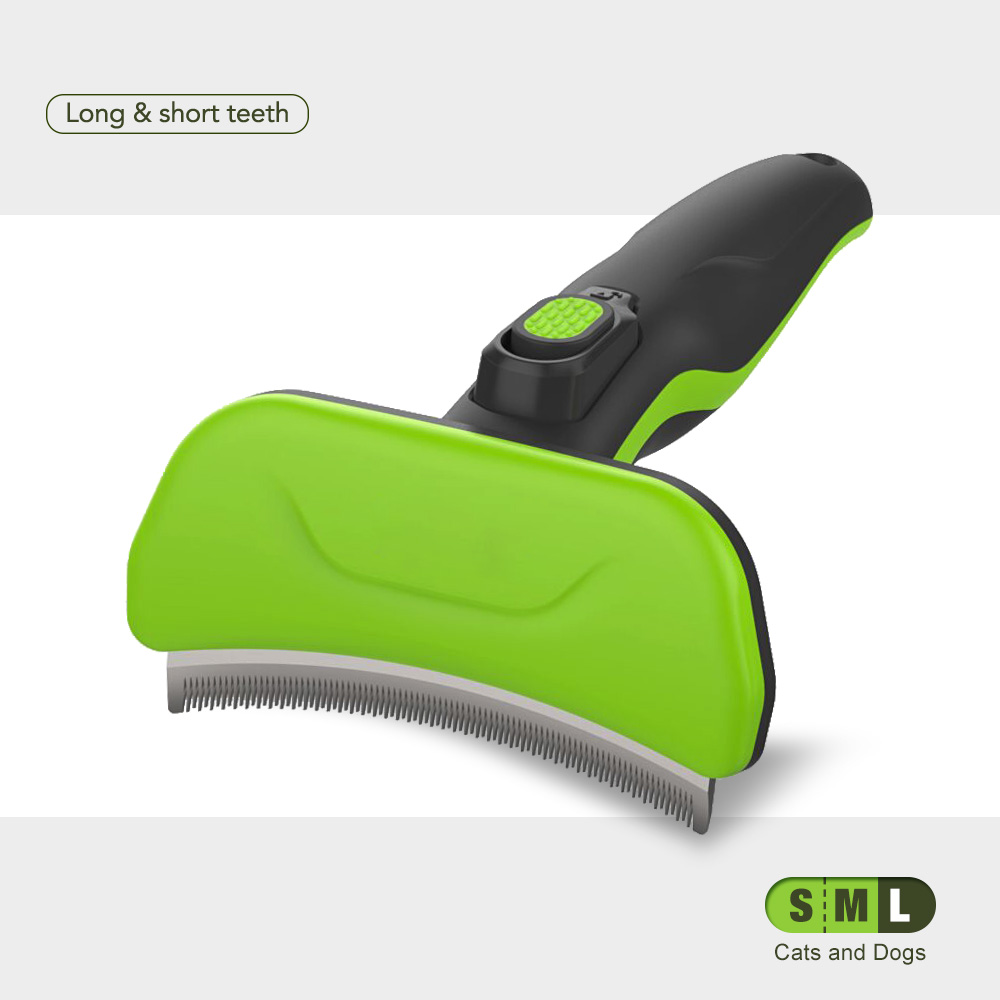 Curved Deshedding Tool with Self-Cleaning Function & Concealed Blade for Dogs & Cats-01 Curved Deshedding Tool with Self-Cleaning Function & Concealed Blade for Dogs & Cats-01