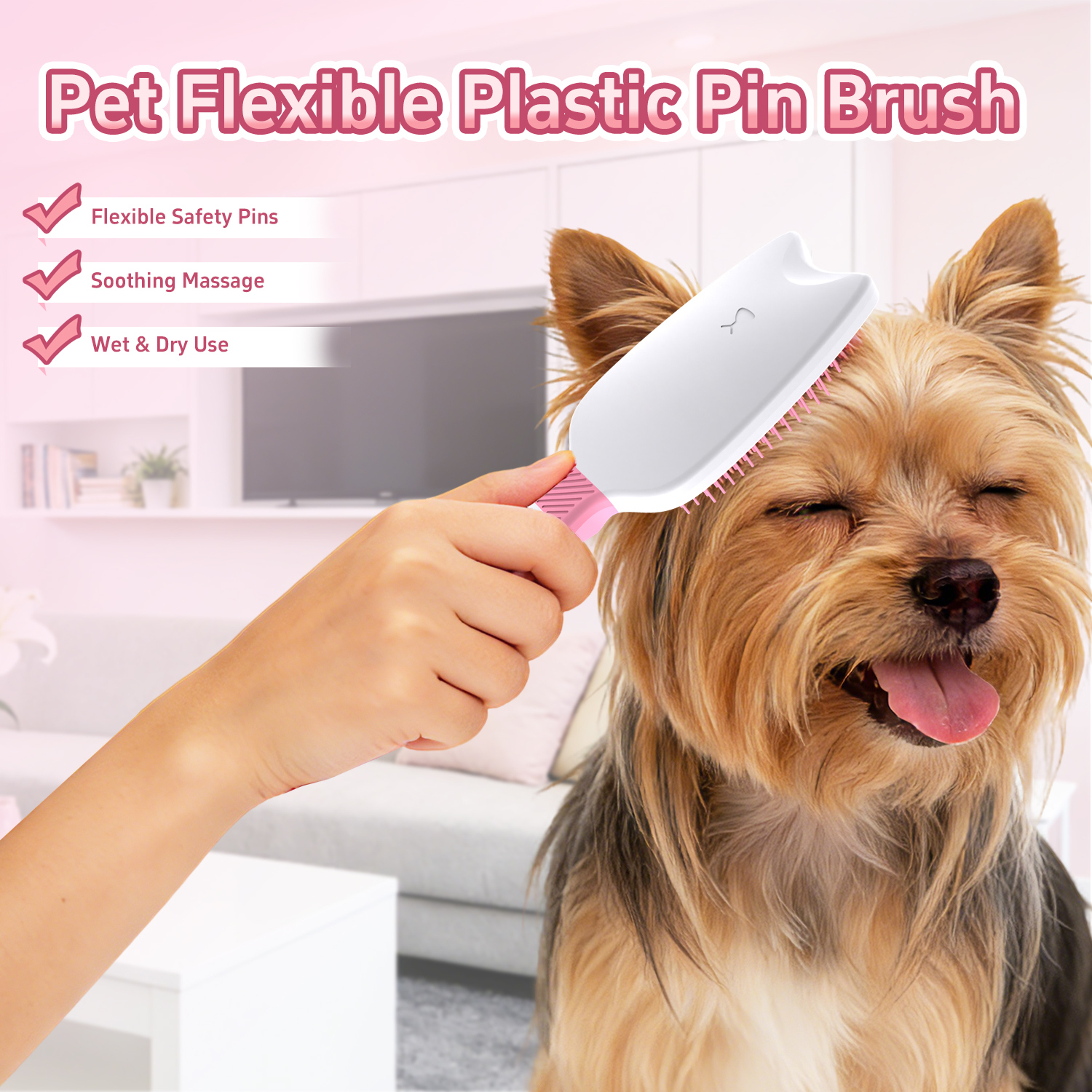 Pet Flexible Elastic Pin Brush-01 Pet Flexible Elastic Pin Brush-01