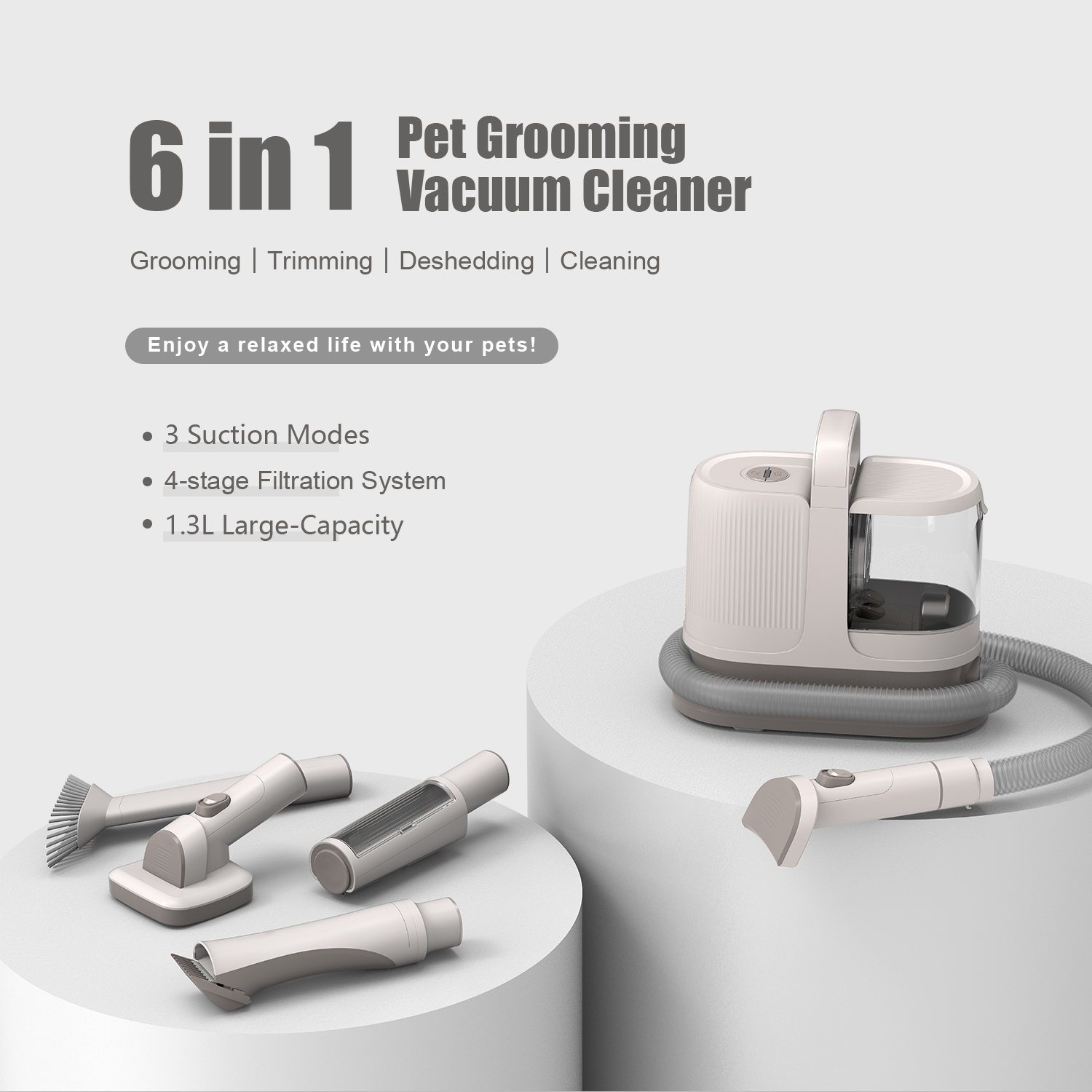 6 in 1 Pet Grooming Vacuum Cleaner-1.3L【GDV01】-01 6 in 1 Pet Grooming Vacuum Cleaner-1.3L【GDV01】-01