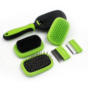 5-in-1 Dog Grooming Set With Pin Brush, Bristle Brush, Massage Brush, Dematting Comb and Deshedding Tool 【0107-004】