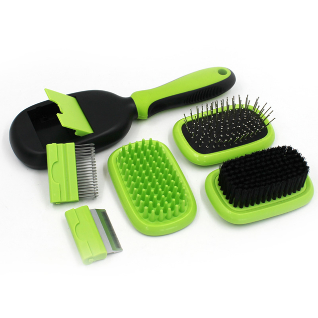 5-in-1 Dog Grooming Set With Pin Brush, Bristle Brush, Massage Brush, Dematting Comb and Deshedding Tool 【0107-004】