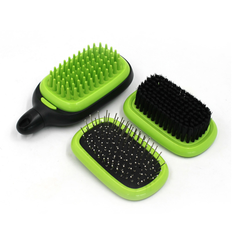 3-in-1 Dog&Cat Grooming Set With Pin Brush, Bristle Brush and Massage Brush 【0107-001】