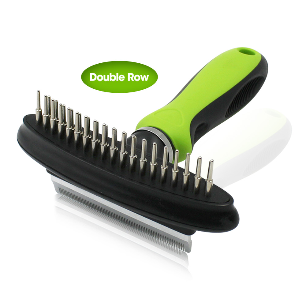 2-in-1 Double Sided deshedding Comb with Double-Row Rake-01