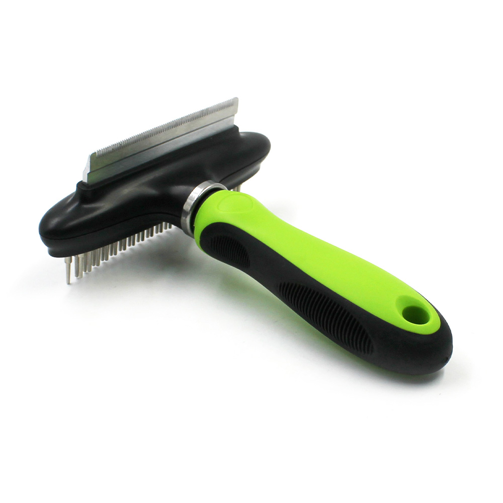 2-in-1 Double Sided Pet Comb: Double-Row Undercoat Rake & Deshedding Comb for Dogs and Cats【0101-052/0101-054】