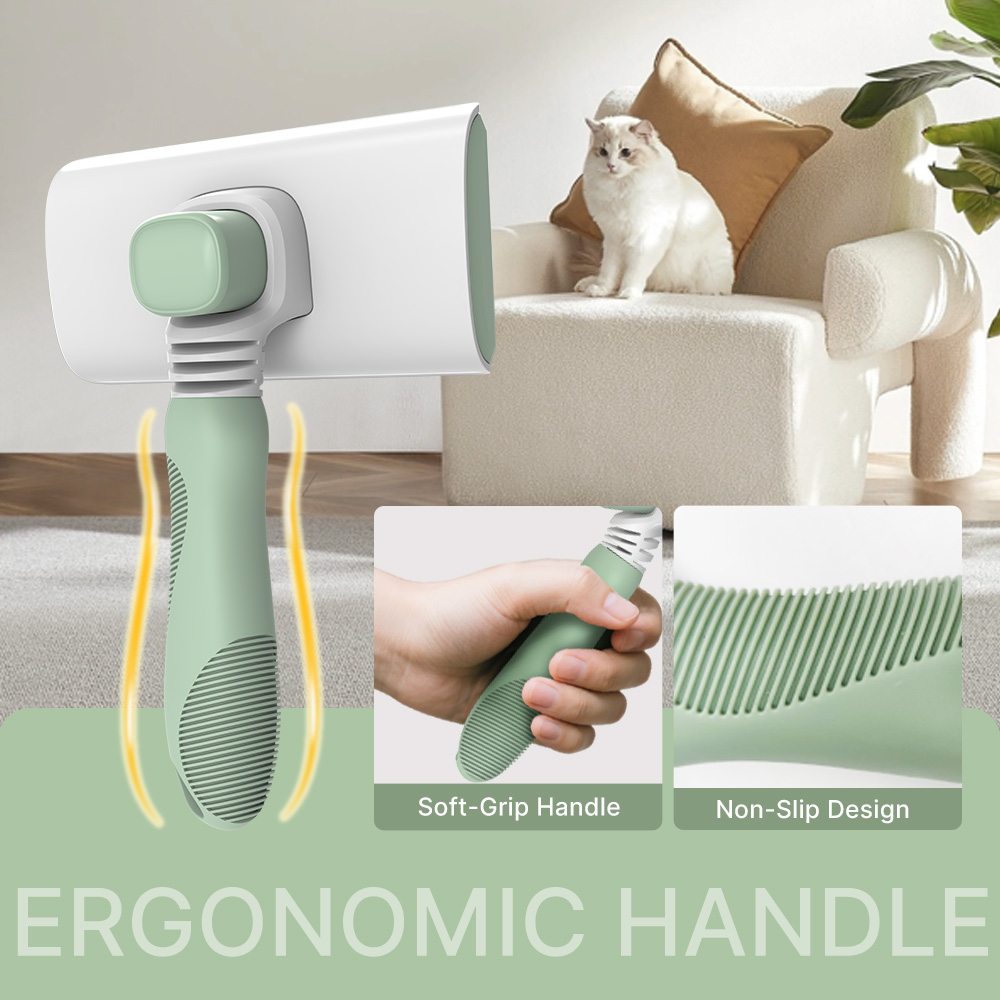 Ergonomic Non-Slip Handle of Self Cleaning Slicker Brush for Dogs
