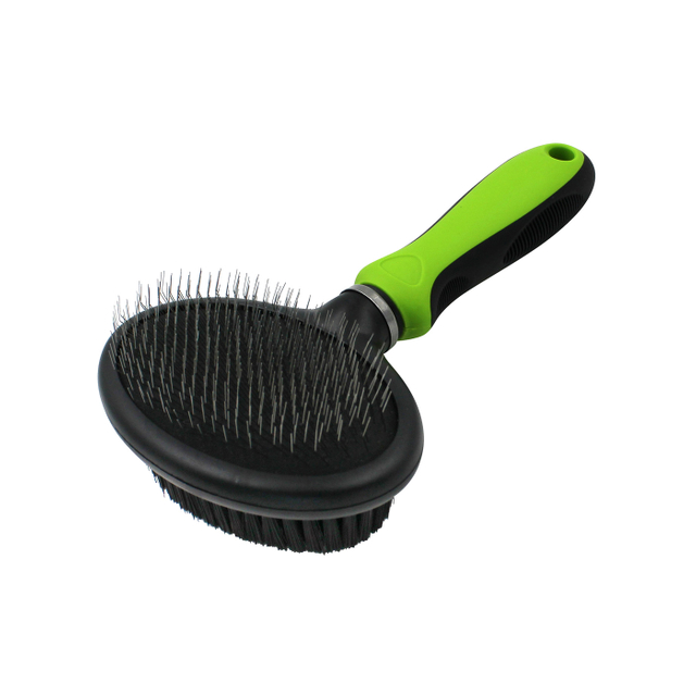 Double Sided Slicker & Bristle Brush For Dogs and Cats With Elastic Head【0101-038/0101-040】