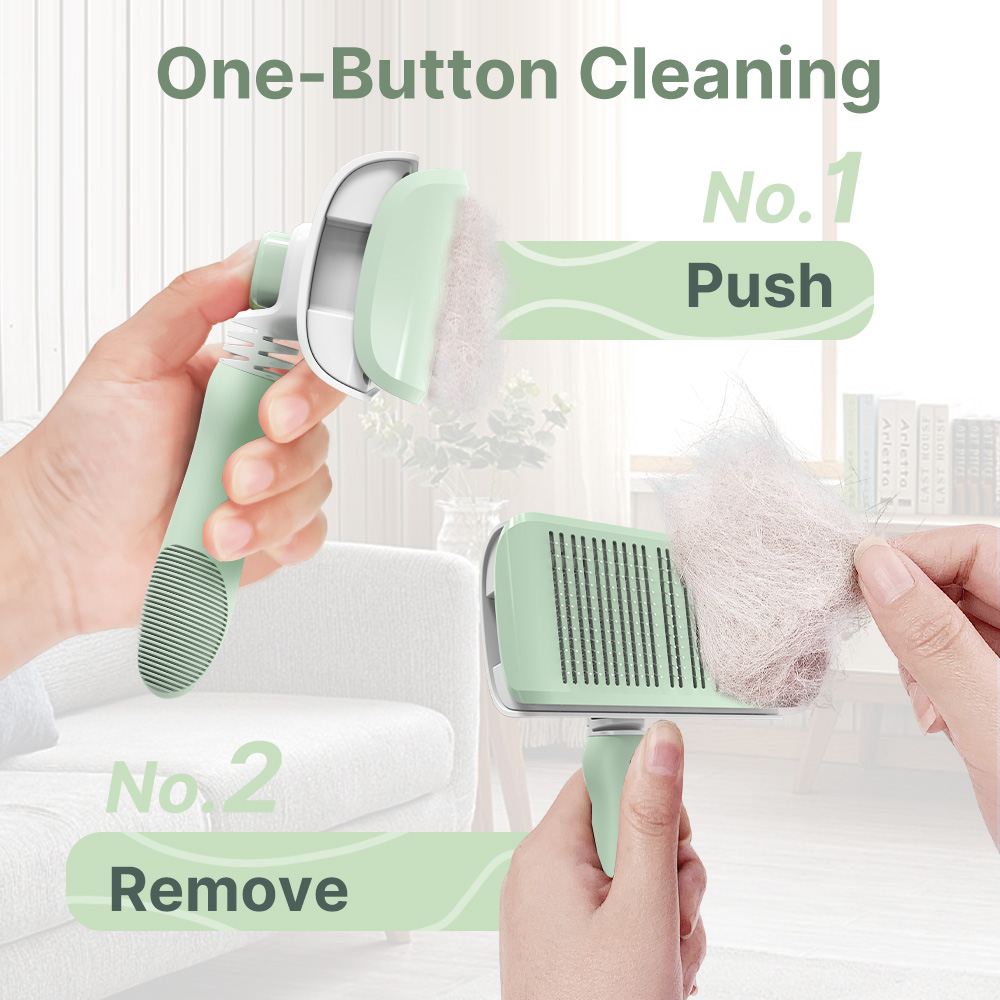 One-Button Cleaning Slicker Brush for Dogs