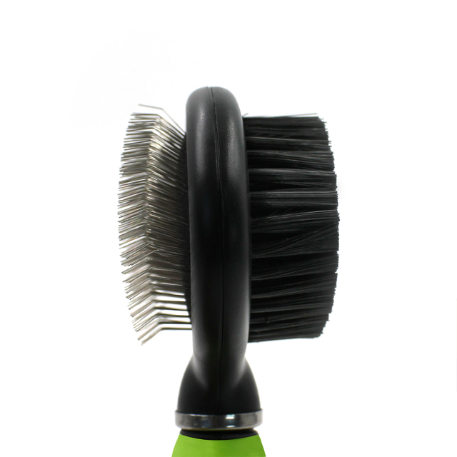 Double Sided Slicker & Bristle Brush For Dogs and Cats With Elastic Head【0101-038/0101-040】