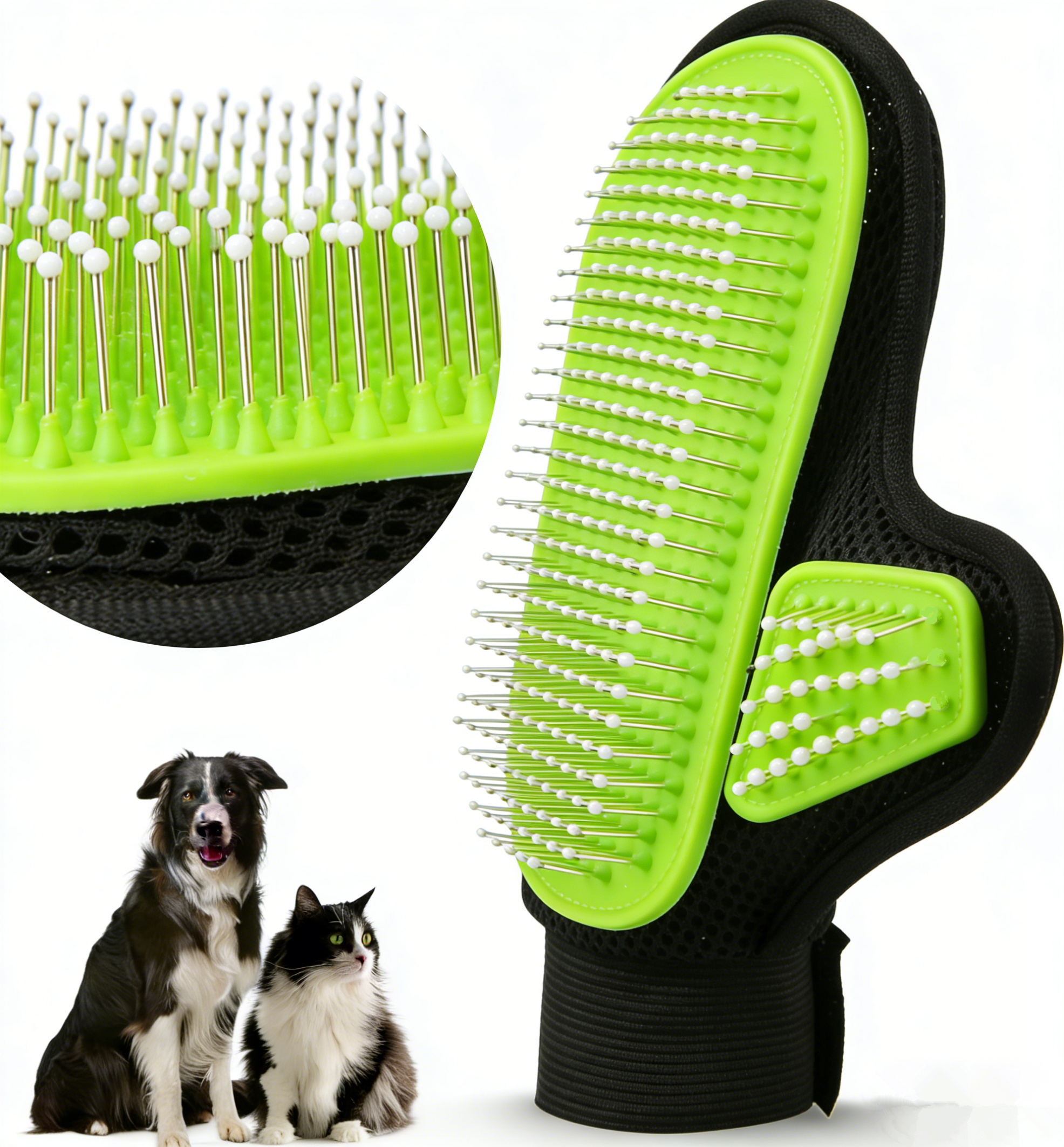 Pet Grooming Glove with Tipped Pin Brush for Long & Medium Fur Dogs and Cats 【RB018】