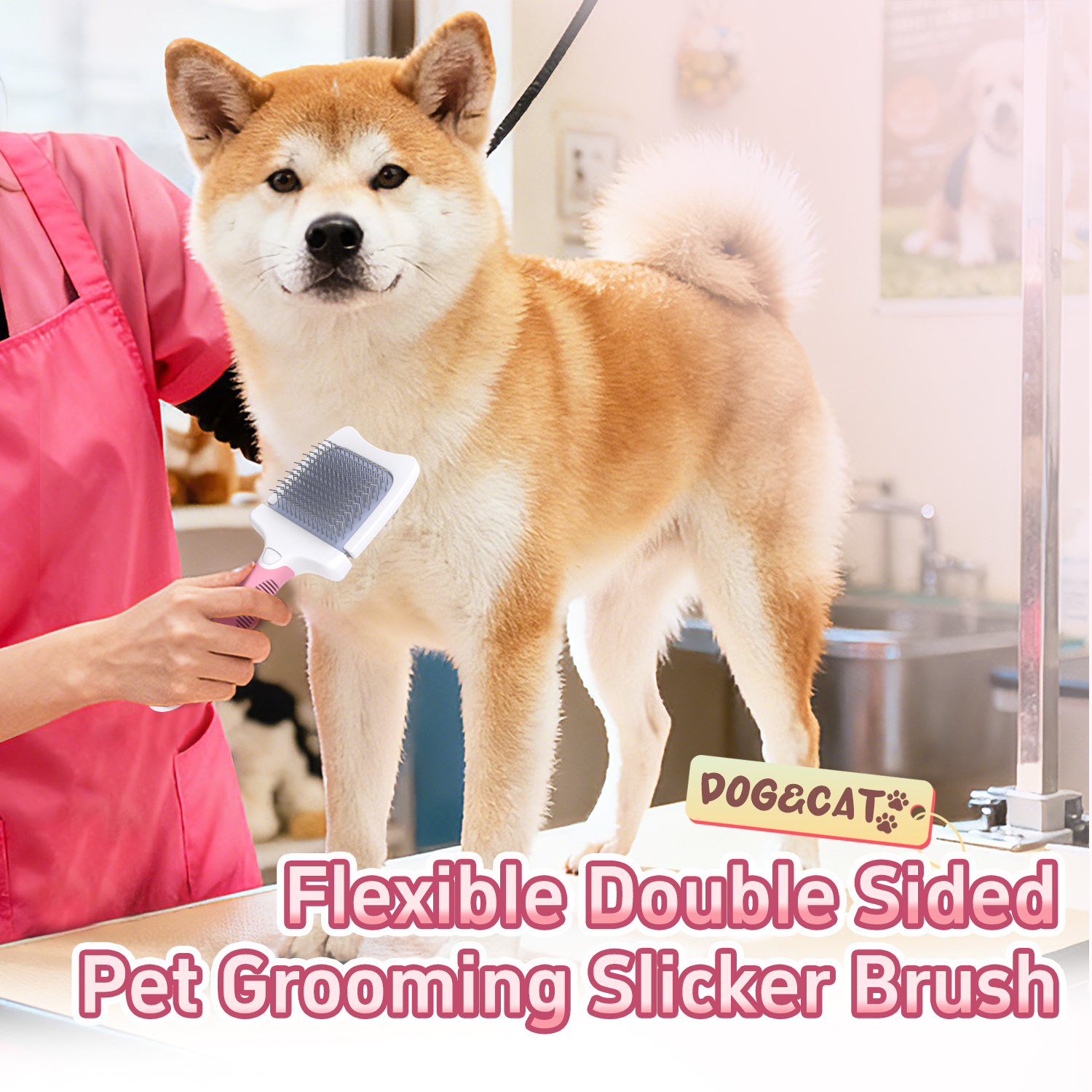 Flexible Head Dual-Sided Pet Slicker Brush-01